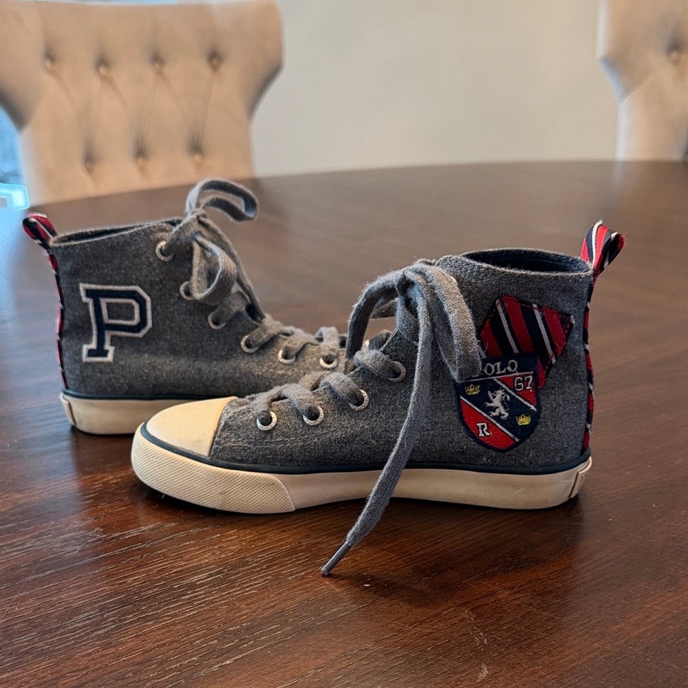 Polo Ralph Lauren Charcoal Kids High-Top Sneakers
